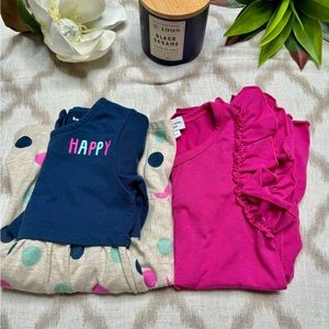 Girls dresses size 3T polka dots pink ruffle sleeves